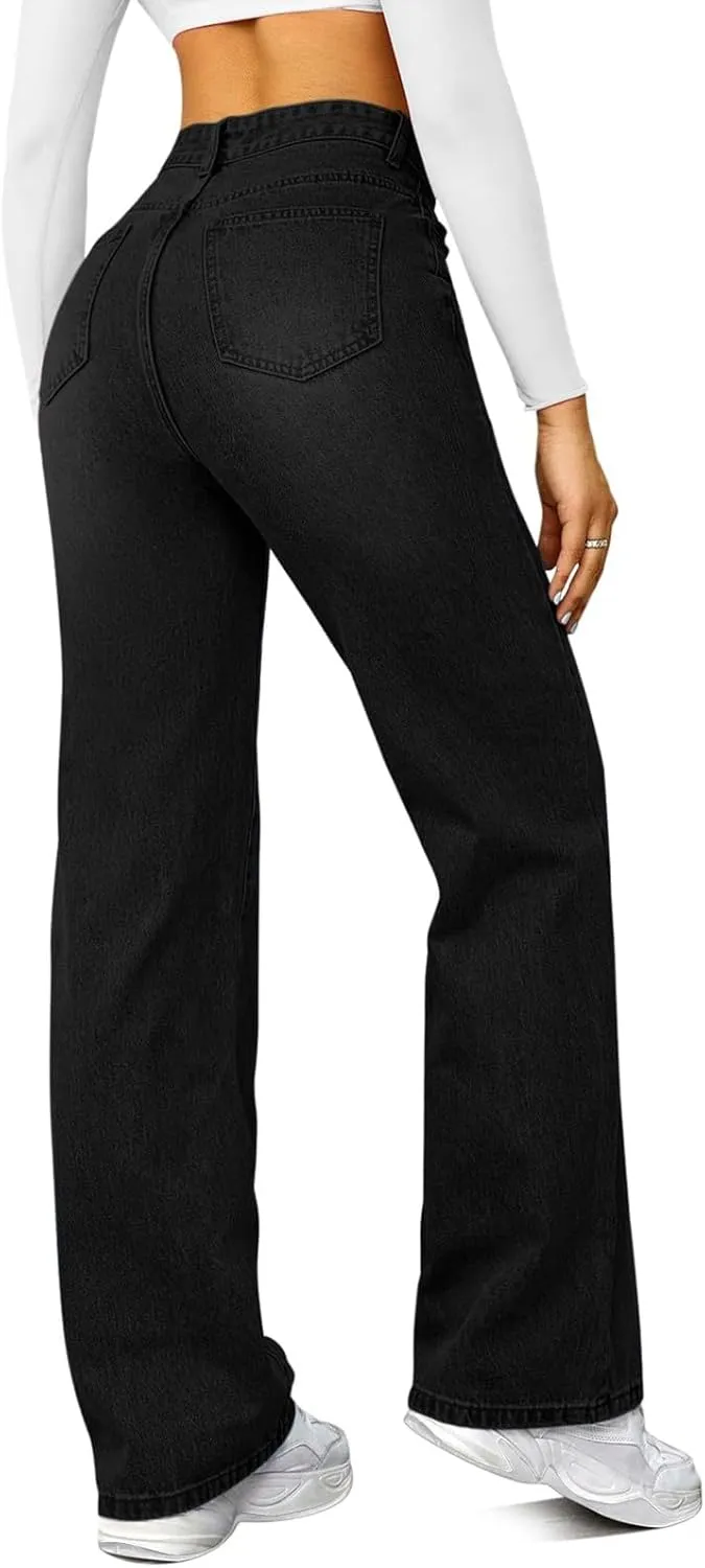 Women's High-Waisted Washed Versatile Straight Fashion Dressy Casual Jeans