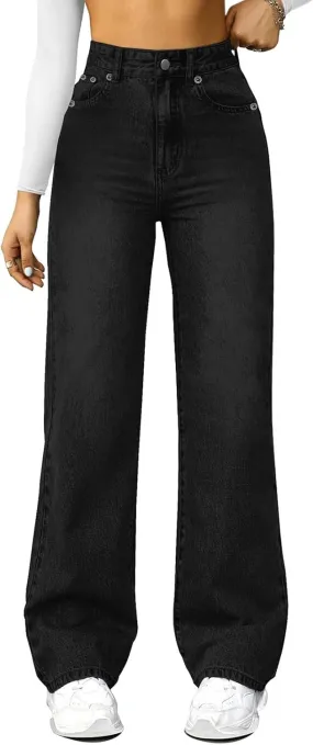 Women's High-Waisted Washed Versatile Straight Fashion Dressy Casual Jeans