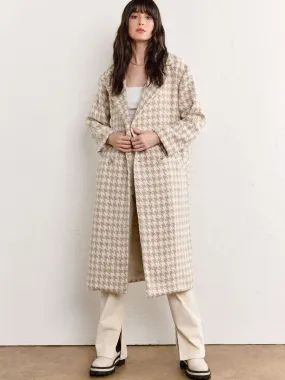 Wool Blend Houndstooth Duster Coat - Fore Collection