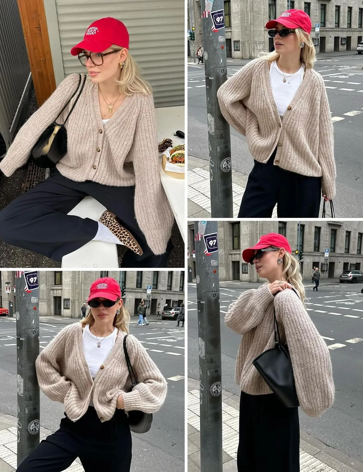 Yimoon Womens Cardigan Sweater Button Down Long Sleeve Chunky Knit Sweater Top V Neck Fall Open Front Loose Cardigan
