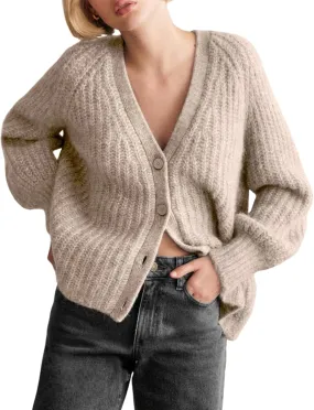 Yimoon Womens Cardigan Sweater Button Down Long Sleeve Chunky Knit Sweater Top V Neck Fall Open Front Loose Cardigan