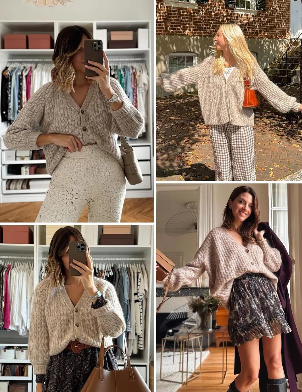 Yimoon Womens Cardigan Sweater Button Down Long Sleeve Chunky Knit Sweater Top V Neck Fall Open Front Loose Cardigan