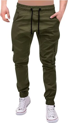 Ymosrh Mens Pants Cargo Men Jeans Solid Color Ripped Holes Frayed Gradient Washed Trousers Chino Pants