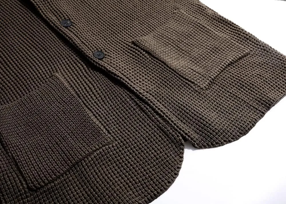 yoeasy Men Stand Collar Chunky Button Down Cardigan Sweater Long Sleeve Slim Fit Ribbed Knitted Sweater with Pockets